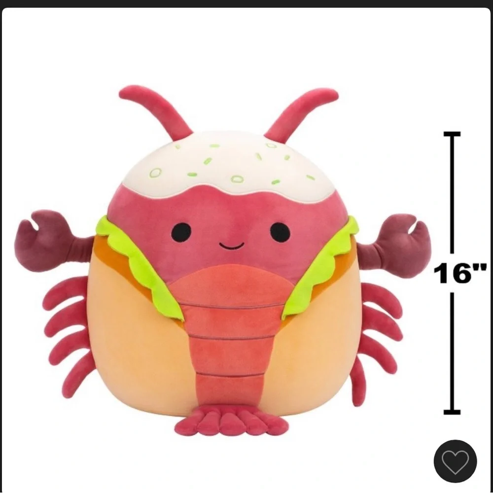 NEW Squishmallows 16" Lorono Red Lobster in Lobster Roll Plush. - Picture 3 of 7